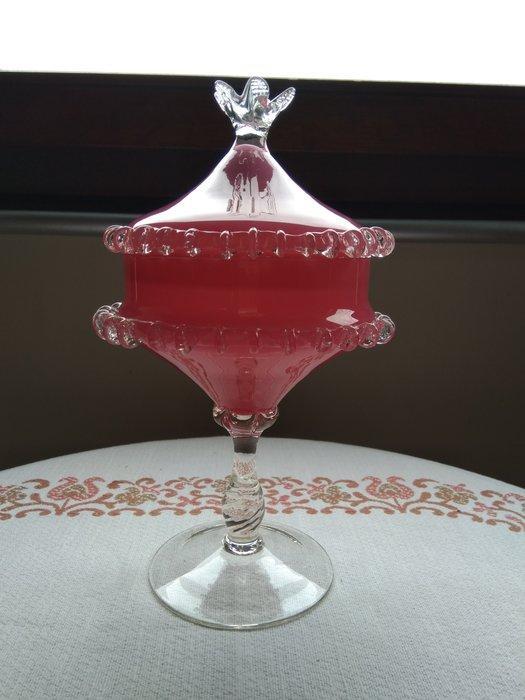 Pot - Bonboniere Pink - Glas, Antiek en Kunst, Curiosa en Brocante