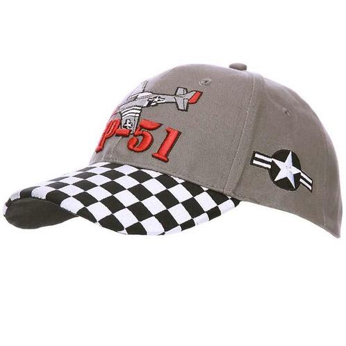 Baseballcap P-51 Mustang - Grijs met zwart/wit geblokte klep, Kleding | Heren, Hoeden en Petten, Nieuw, Ophalen of Verzenden