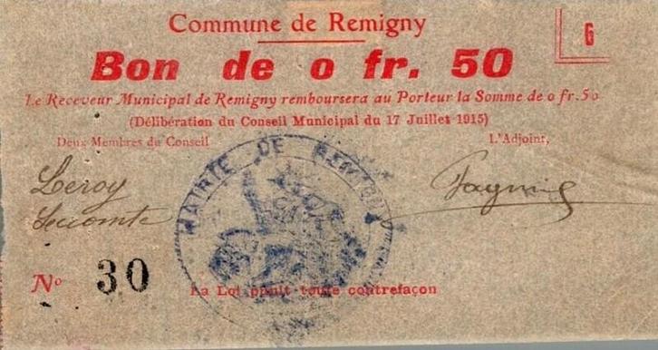 50 Centimes France Komitat 02440 – Remigny – 50 Centime, Postzegels en Munten, Munten | Nederland, Verzenden