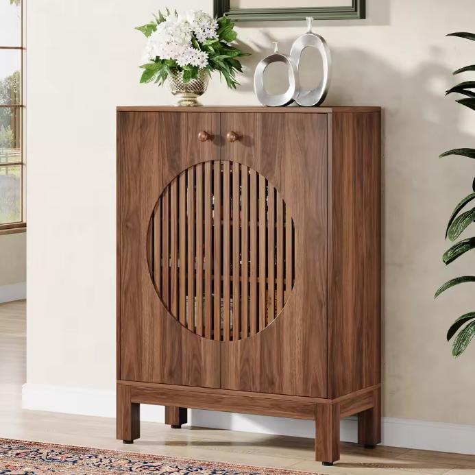 Landelijk sideboard met lameldeuren en 5-laags opbergruimte, Huis en Inrichting, Kasten | Buffetkasten, Nieuw, Verzenden