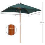 TRUUSK Knikbare Parasol 200x150cm Van Sparrenhout, 3-traps V, Tuin en Terras, Parasols, Verzenden, Nieuw