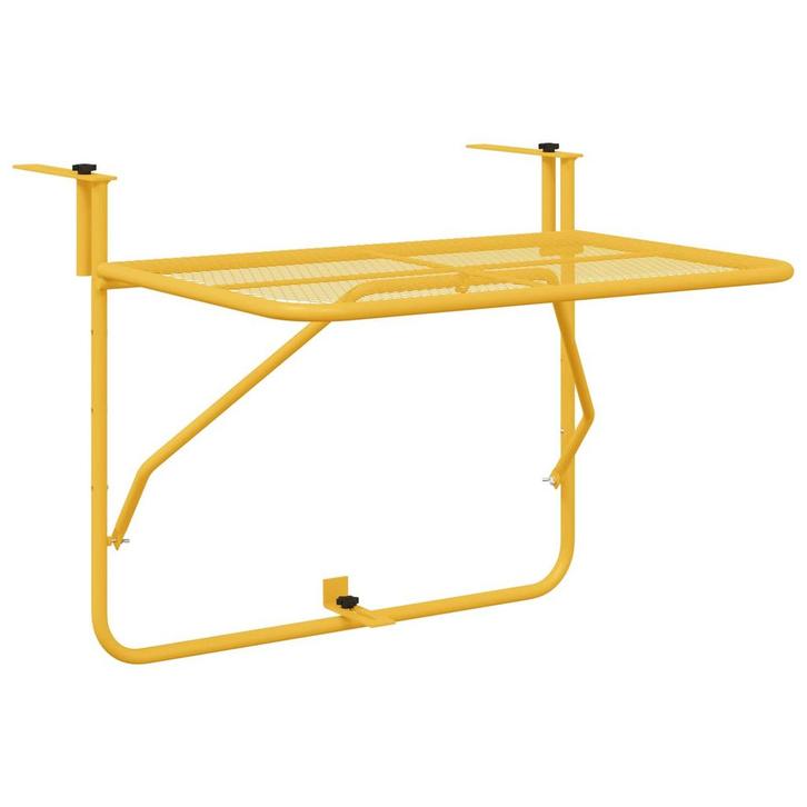 vidaXL Hangende Balkon Tafel Mosterdgeel 60 x 39 x 65 cm, Tuin en Terras, Tuintafels, Nieuw, Metaal, Verzenden