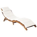 vidaXL Ligbed met kussen massief acaciahout crème, Tuin en Terras, Verzenden, Nieuw