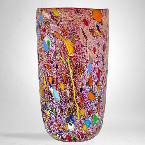 Filippo Maso - Vaas - Rode vaas met bladzilver, stokken,, Antiek en Kunst, Antiek | Glas en Kristal