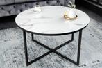 Elegante salontafel BOUTIQUE 80cm wit rond kristalglas met, Nieuw, Ophalen of Verzenden