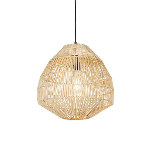 Landelijke hanglamp rotan 41 cm - Bishop, Huis en Inrichting, Lampen | Hanglampen, Nieuw, Overige materialen, 75 cm of meer