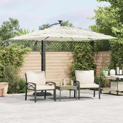 vidaXL Parasol met stalen paal 246x246x230 cm wit, Tuin en Terras, Parasols, Nieuw, 2 tot 3 meter, Verzenden