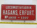 EisenbahnSchild Locomotivfabrik Hagans, Erfurt No 1928 -..., Nieuw, Ophalen of Verzenden