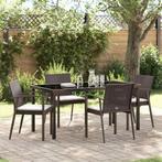 vidaXL Tuin Eetset 5 pcs Bruin Poly riet, Verzenden, Nieuw, Rotan