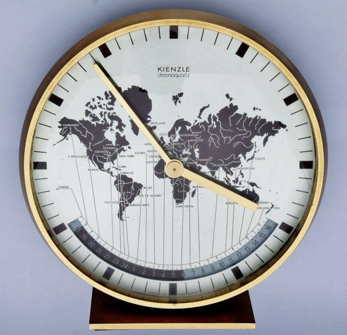 Tafelklok - Kienzle Mid-century modern Messing en glas -, Antiek en Kunst, Antiek | Klokken