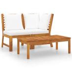vidaXL 3-delige Loungeset met crèmekleurige kussens massief, Verzenden, Nieuw, Hout, Loungeset