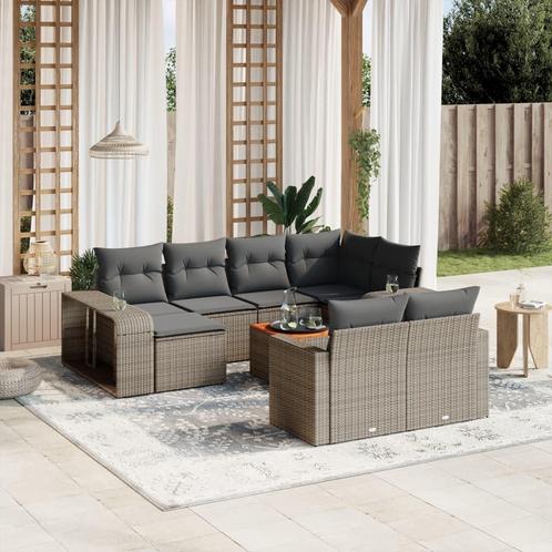 vidaXL 11-delige Loungeset met kussens poly rattan grijs, Tuin en Terras, Tuinsets en Loungesets, Loungeset, Nieuw, Rotan, Verzenden