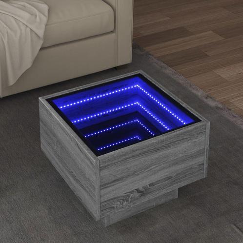 vidaXL Bijzettafel met LED 40x40x30 cm bewerkt hout grijs, Huis en Inrichting, Tafels | Salontafels, 50 tot 100 cm, Nieuw, Overige houtsoorten