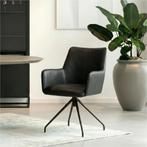 Leren eetkamerstoel Wave - Granada Black (zwart) - Spinpoot, Bohemian, Eigentijds, Industrieel, Modern, Scandinavisch, Zwart, Nieuw