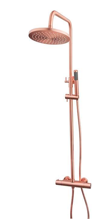 Caral douche-opbouwset + thermostaatkraan geborsteld koper, Doe-het-zelf en Verbouw, Sanitair, Nieuw, Verzenden