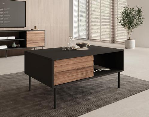 Meubella Salontafel zwart 100x55x45cm | Rechthoekig, Huis en Inrichting, Tafels | Salontafels, 100 tot 150 cm, Nieuw, Minder dan 50 cm