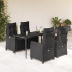 vidaXL 5-delige Tuinset met kussens poly rattan zwart, Tuin en Terras, Tuinsets en Loungesets, 4 zitplaatsen, Nieuw, Tuinset, Verzenden
