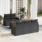 vidaXL Tuin Sofa Set 6 pcs Zwart Poly riet, Verzenden, Nieuw, Rotan