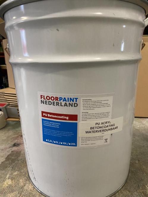 PU Acryl betoncoating Waterverdunbaar - GRIJS - 20 liter..., Doe-het-zelf en Verbouw, Verf, Beits en Lak, Verf, Grijs, Nieuw, Ophalen of Verzenden