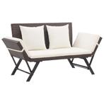 vidaXL Tuinbankje met kussens 176 cm poly rattan bruin, Verzenden, Nieuw, Rotan
