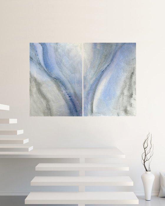 Monika Kwarciak - Diptych - Antarctic Ice Sheet I & II, Antiek en Kunst, Kunst | Schilderijen | Modern