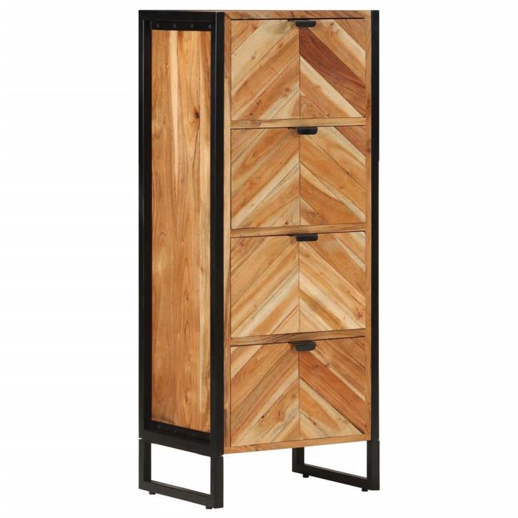 vidaXL Badkamerkast 40x30x100 cm massief acaciahout en ijzer, Huis en Inrichting, Badkamer | Badkamermeubels, (Half)hoge kast