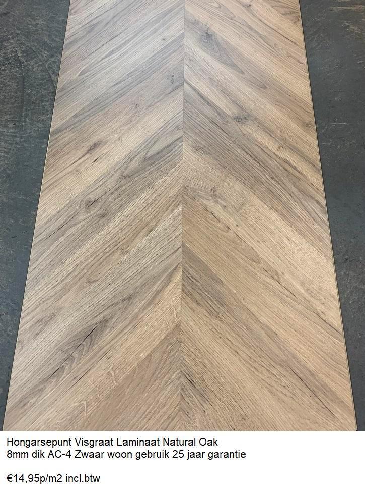 Hongaarse punt Laminaat 4 X Kleur v.a €14,95m2 incl. btw, Huis en Inrichting, Stoffering | Vloerbedekking, Crème, Beige, Bruin