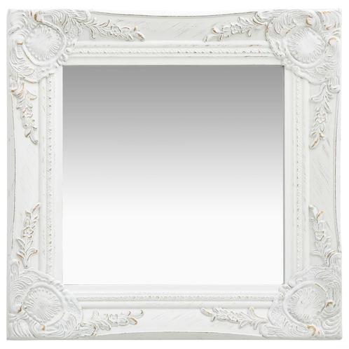 vidaXL Wandspiegel barok stijl 40x40 cm wit, Huis en Inrichting, Woonaccessoires | Spiegels, Nieuw, Verzenden