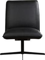 Zwarte leren industriële draaifauteuil zonder armleuning - R, Huis en Inrichting, Fauteuils, Nieuw, Ophalen of Verzenden, Modern