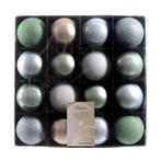kerstbal (6cm) set van 16 groen,wit,zilver, Nieuw, Verzenden