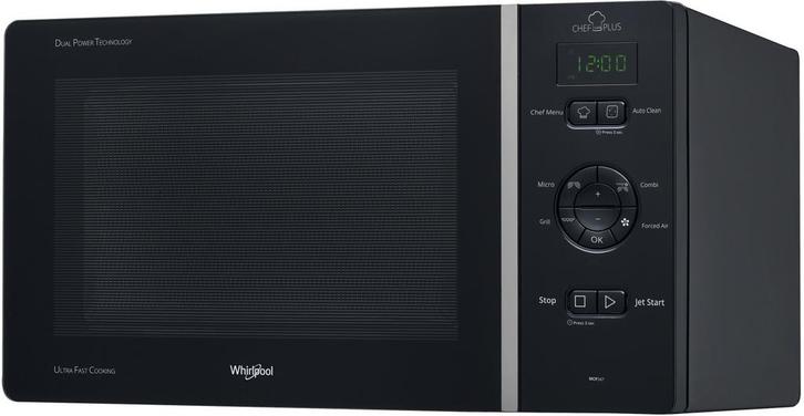Whirlpool MCP 347 BL zwarte combi-magnetron, Witgoed en Apparatuur, Magnetrons, Vrijstaand, Combimagnetron, Nieuw, Draaiplateau
