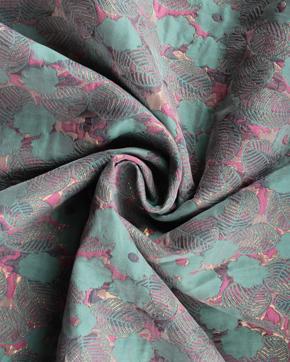 Jacquard Blad Natuur Turquoise/Roze, Hobby en Vrije tijd, Stoffen en Lappen, Roze, Nieuw