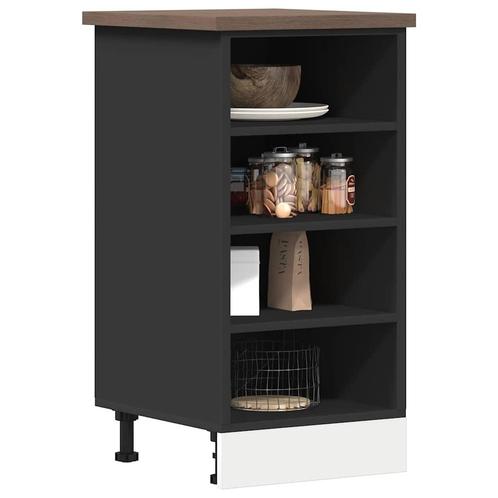 vidaXL Onderkast Riga 40x44,5x81,5 cm bewerkt hout zwart, Huis en Inrichting, Keuken | Keukenelementen, Zwart, Nieuw, Verzenden