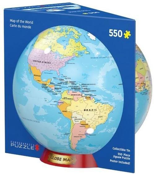 Map of the World Tin Puzzel (550 stukjes) | Eurographics -, Hobby en Vrije tijd, Denksport en Puzzels, Nieuw, Verzenden