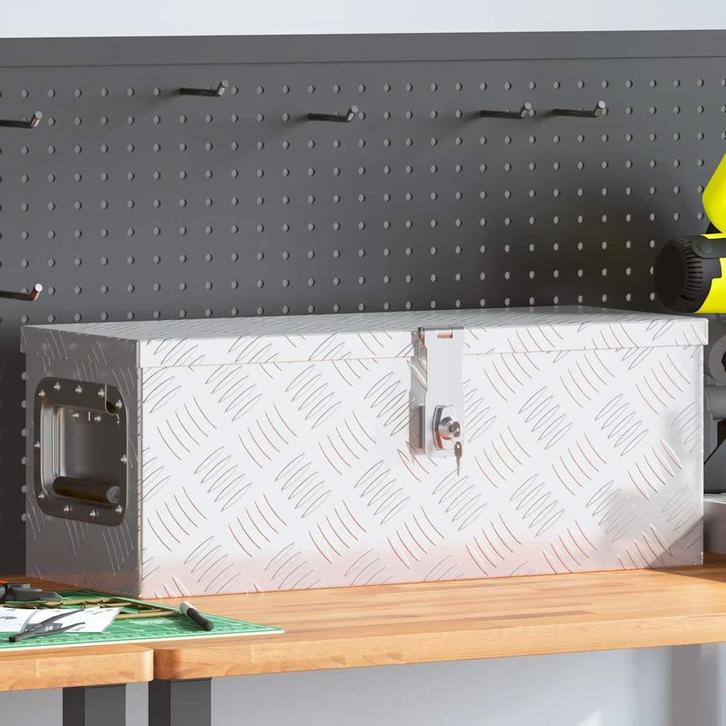 vidaXL Opbergbox 60x23,5x23 cm aluminium zilverkleurig, Doe-het-zelf en Verbouw, Gereedschapskisten, Nieuw, Verzenden