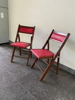 Stoel - Hout, Leder - Twee kerk inklap stoelen