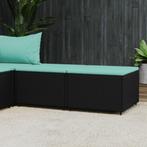 vidaXL Voetensteunen 2 st met kussens poly rattan zwart, Tuin en Terras, Verzenden, Nieuw, Rotan