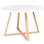 Salontafel - wit - mdf - bamboe - 60 cm - 5 kg, Huis en Inrichting, Tafels | Salontafels, Ophalen of Verzenden, Nieuw