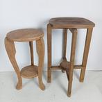Bijzettafel - Eik - Twee bijzet / plantentafels, Antiek en Kunst