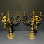 Pair of heavy bronze candelabra – Napoleon III / Louis XV