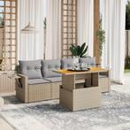 vidaXL 5-delige Loungeset met kussens poly rattan beige, Tuin en Terras, Tuinsets en Loungesets, Verzenden, Nieuw, Rotan, Loungeset
