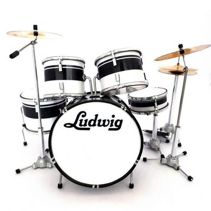 Miniatuur decoratief Ludwig zwart-wit drumstel, Verzamelen, Muziek, Artiesten en Beroemdheden, Overige typen, Nieuw, Ophalen of Verzenden