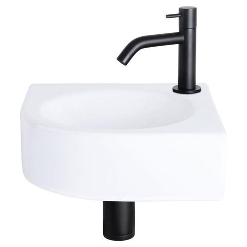 Differnz Cleo fonteinset keramiek - kraan gebogen mat zwart, Doe-het-zelf en Verbouw, Sanitair, Nieuw, Verzenden