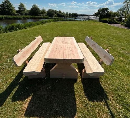 Eco Oostenrijkse Douglas Picknickset Met Rugleuning, Tuin en Terras, Picknicktafels, Ophalen of Verzenden