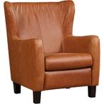 Leren fauteuil Hug - Vintage Cognac (cognac) - Poten hout, Huis en Inrichting, Fauteuils, Nieuw, Ophalen of Verzenden, 75 tot 100 cm