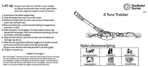 Treklier Dubbele staalkabel 4 Ton, Auto diversen, Autogereedschap, Verzenden