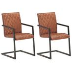 vidaXL Eetkamerstoelen 2 st echt leer bruin, Huis en Inrichting, Stoelen, Verzenden, Nieuw, Bruin