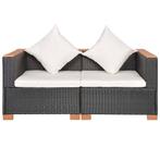 Tuinbank Poly Rattan Zwart - Retourdeal - 35% Korting!, Ophalen of Verzenden, Nieuw, Rotan
