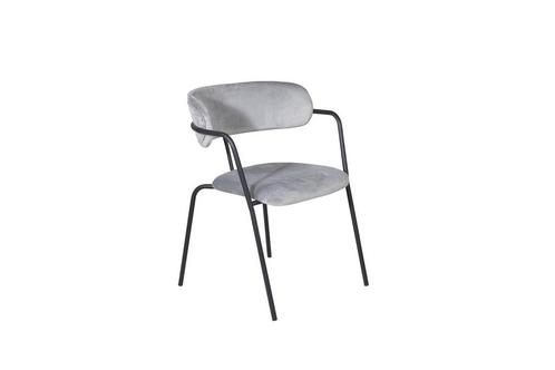 Eetkamerstoel - Livia - Lichtgrijs - Fluweel - Jörn, Huis en Inrichting, Stoelen, Nieuw, Verzenden