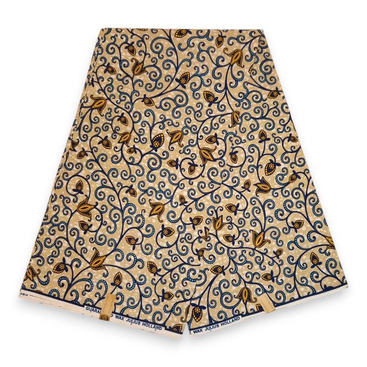 Afrikaanse stof - Geel Branches - 100% katoen - 1 yard, Hobby en Vrije tijd, Stoffen en Lappen, Nieuw, Ophalen of Verzenden